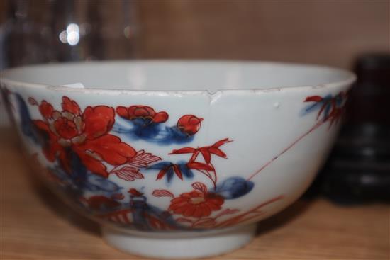 A late 18th century Chinese Imari small bowl, decorated with flowers, together with a group of assorted 18th century and later Chinese